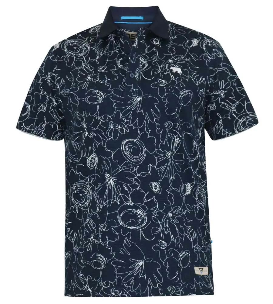 Mens Pique Polo Shirt Featuring Abstract Print Design (ROLAND)